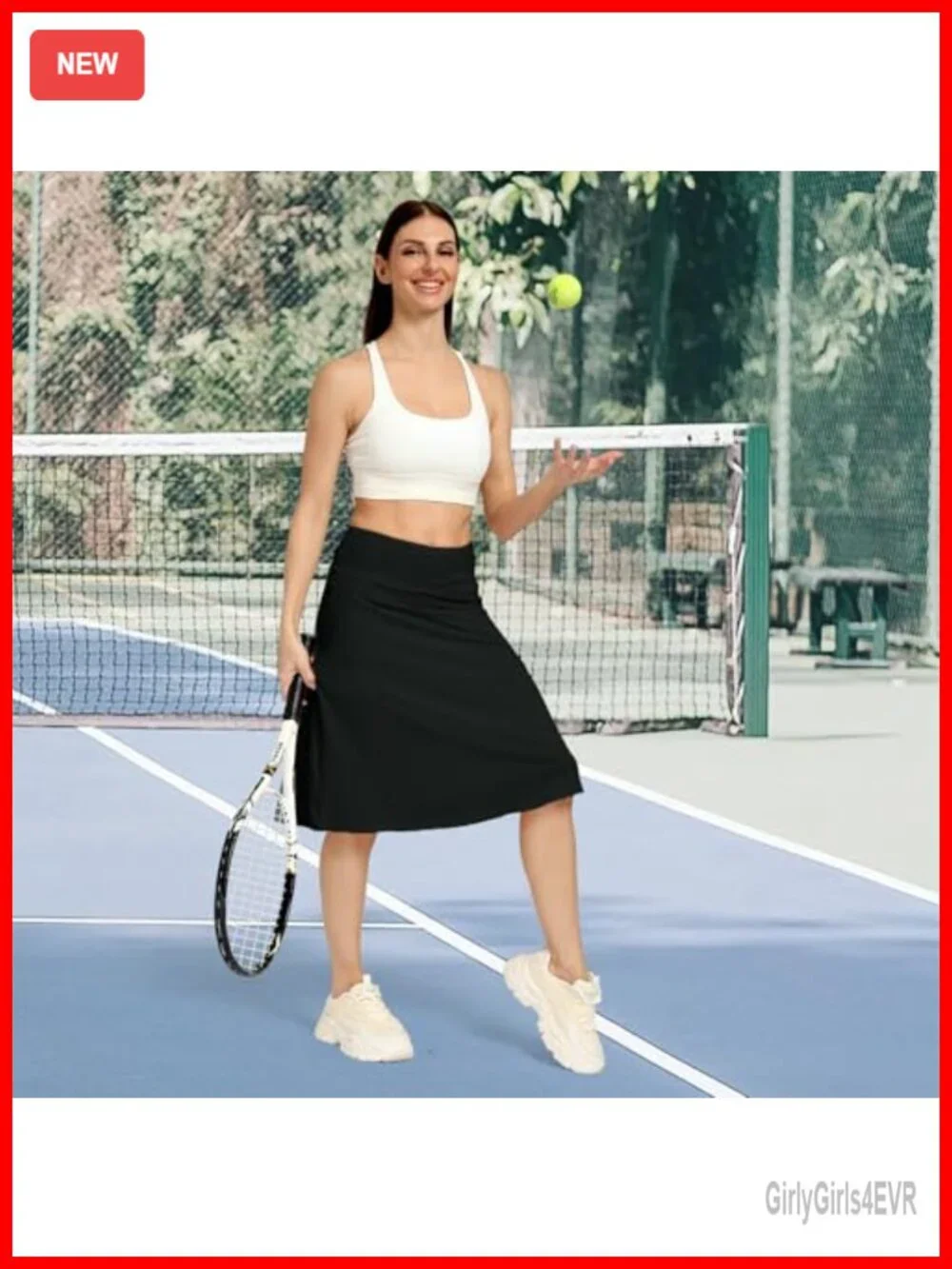 Women's Midi Skort with Built-in Shorts, Hidden Drawstring, Zippered Pockets,